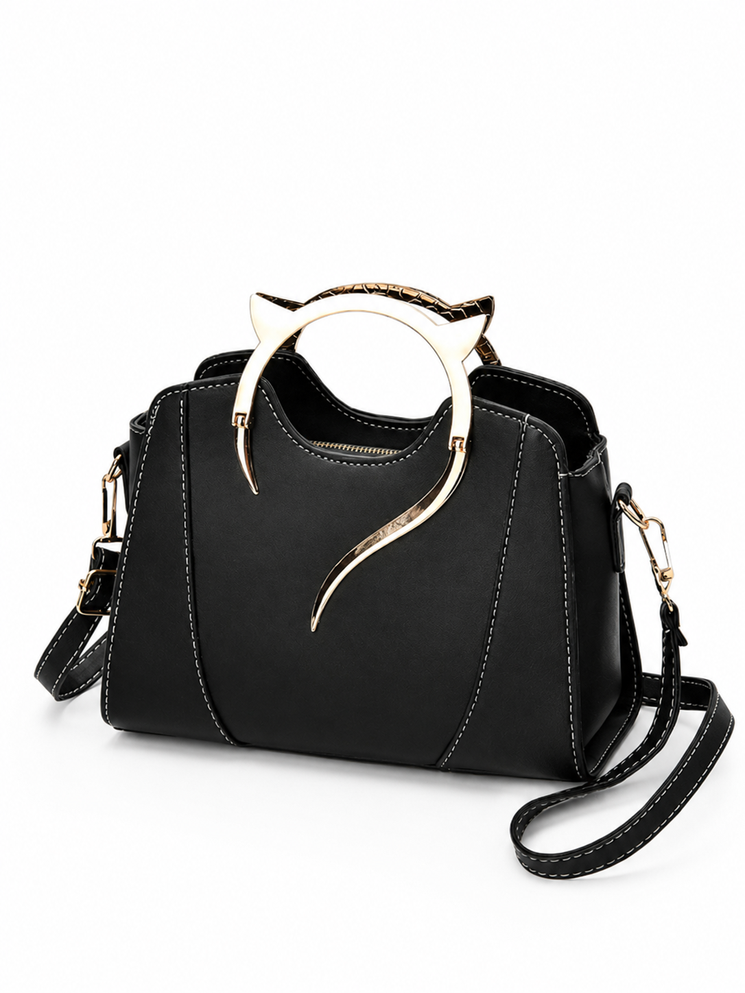 Elegant SageTop Handle Satchel Bag for Women Faux Leather Crossbody Handbag with Gold Accent