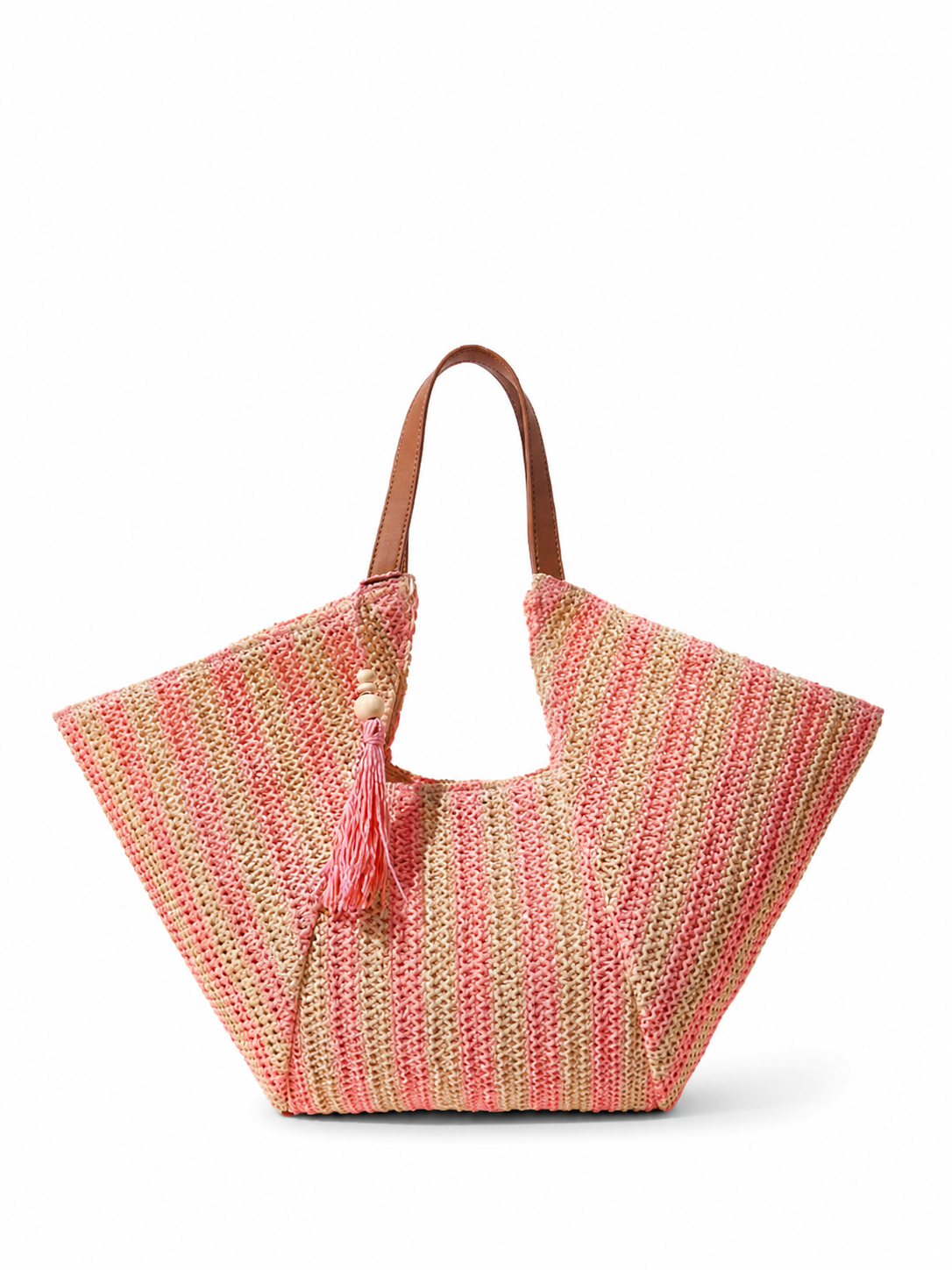 Handwoven Straw Tote Bag for Women Large Beach Shoulder Bag with Tassel Charm