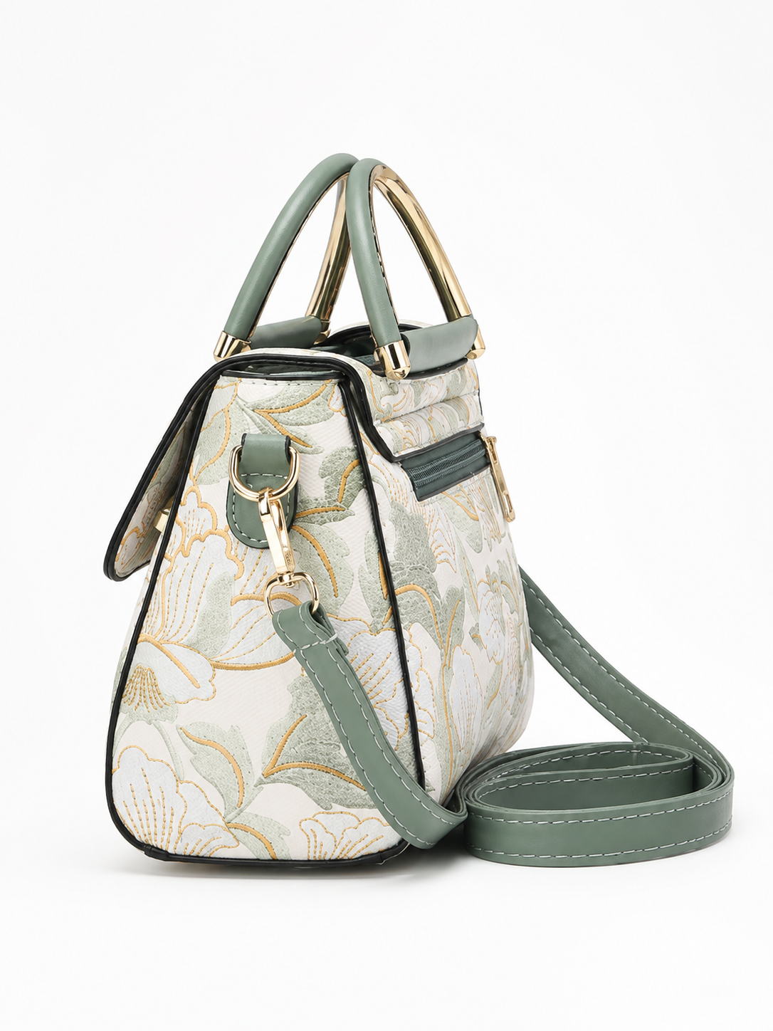 Elegant Floral Print Top Handle Crossbody Bag for Women Mini Satchel Shoulder Purse