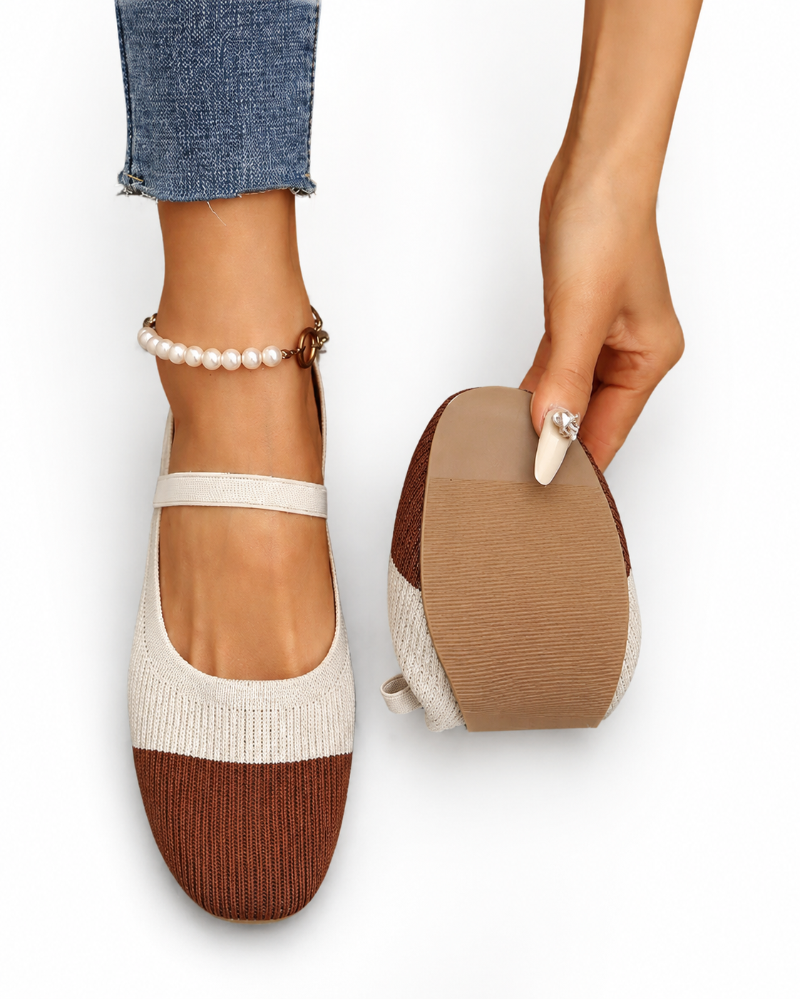 Women's Embroidered Mary Jane Flats Comfortable Slip On Ballet Shoes