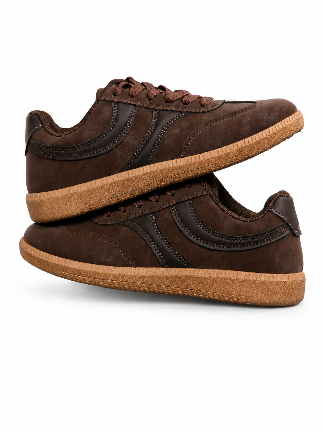 Women’s Brown Lace Up Casual Sneakers with Gum Sole Everyday Comfortable Shoes