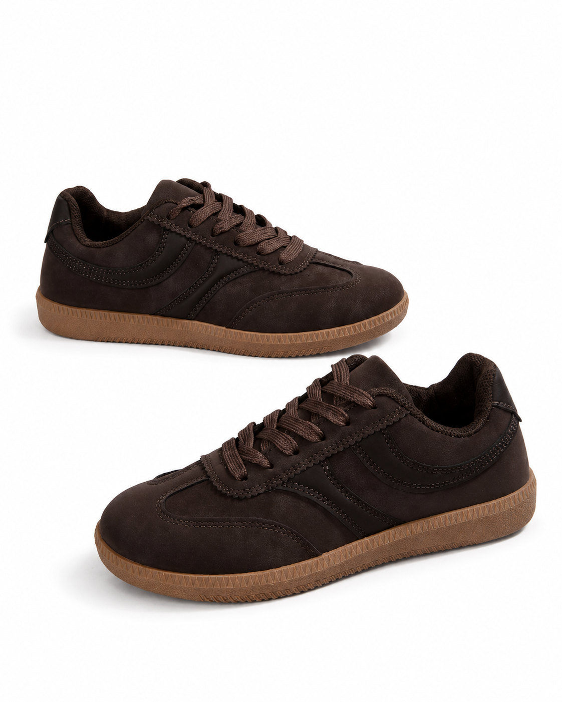 Women’s Brown Lace Up Casual Sneakers with Gum Sole Everyday Comfortable Shoes