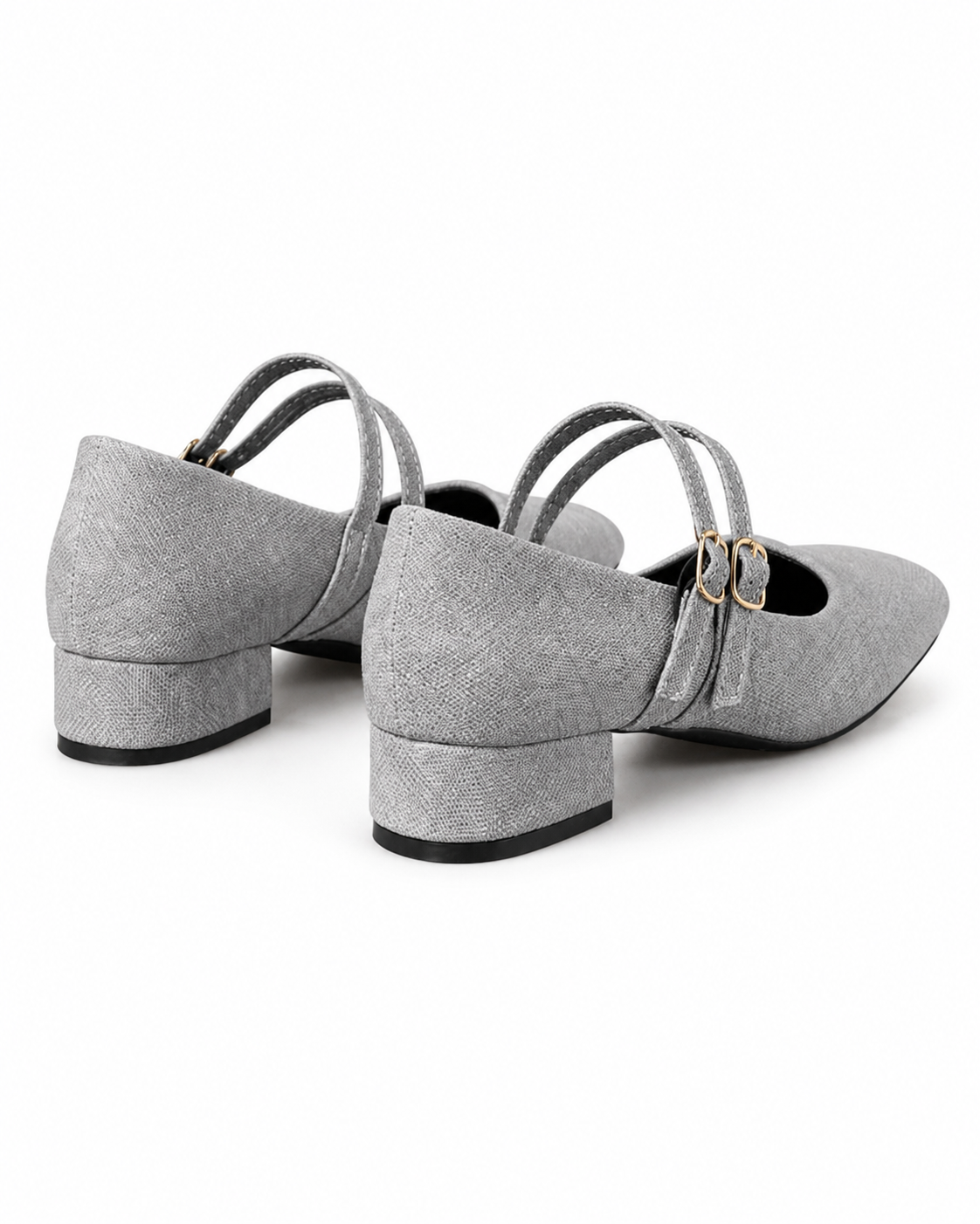 Women's Black Mary Jane Flats Double Buckle Strap Round Toe Comfortable Shoes