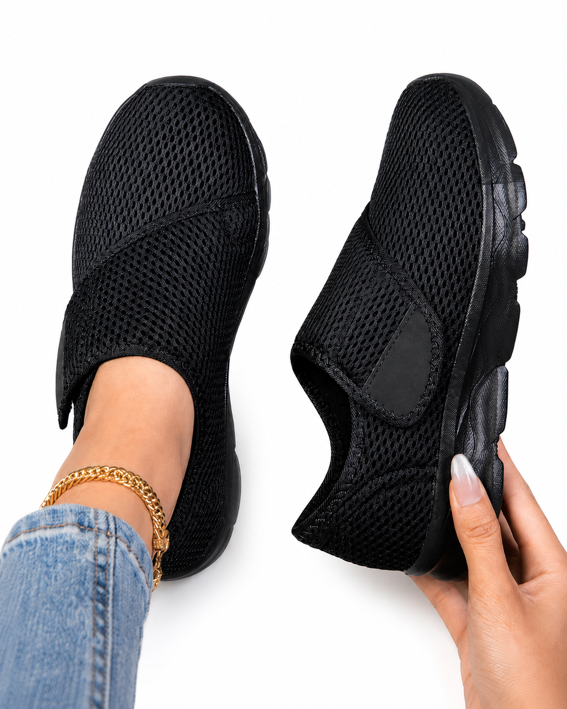 Women's Lightweight Orthopaedic Breathable Mesh Slip For Swollen Feet Walking Shoes Comfortable Casual Sneakers