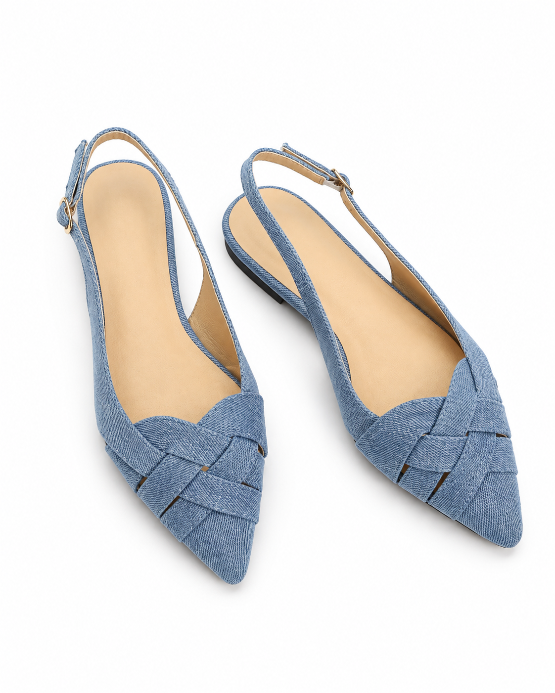Women's Brown Pointed Toe Slingback Flats Elegant Bow Detail Low Heel Shoes