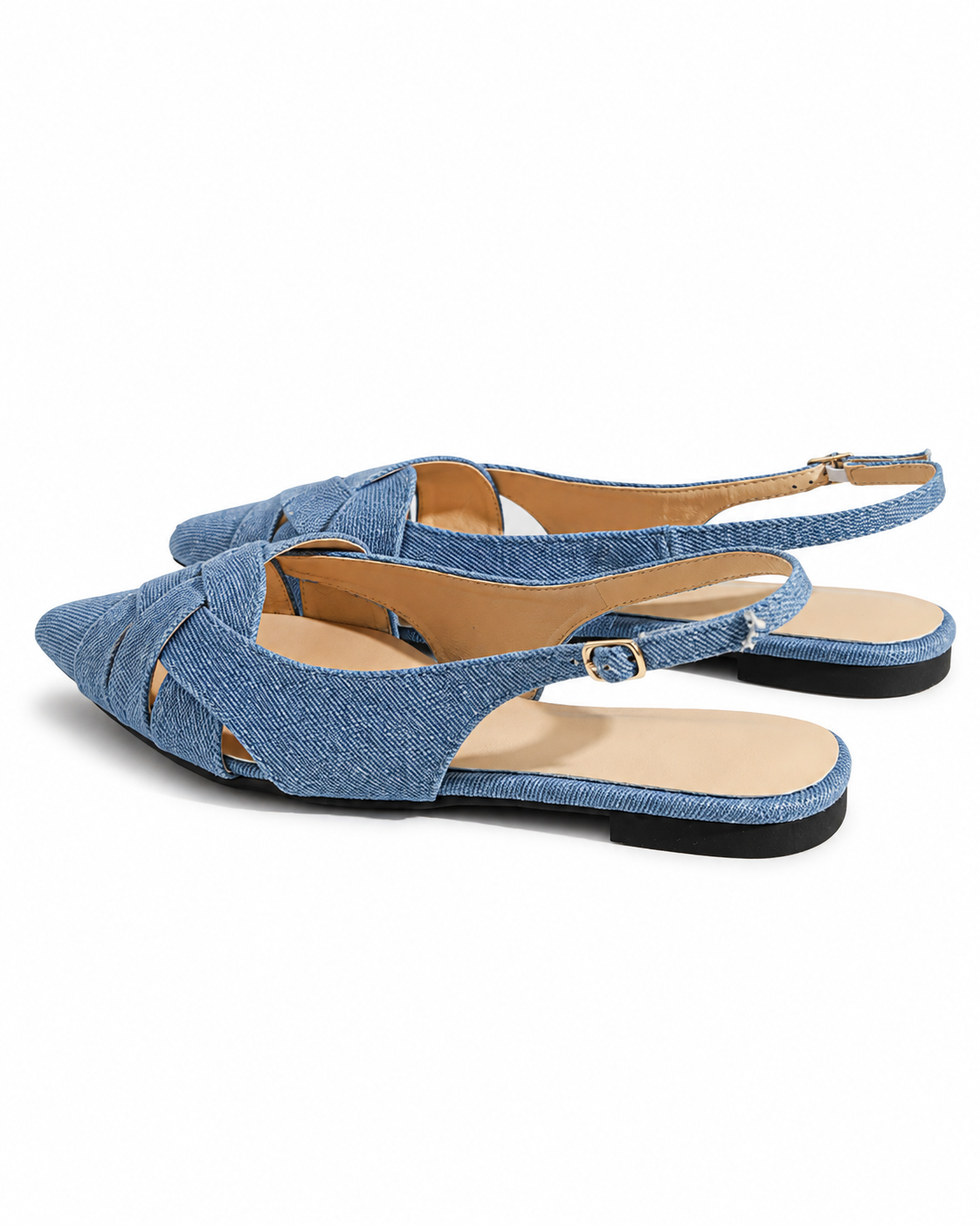 Women's Brown Pointed Toe Slingback Flats Elegant Bow Detail Low Heel Shoes