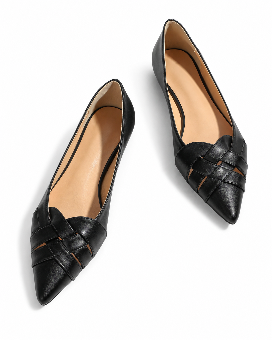 Women's Brown Pointed Toe Slingback Flats Elegant Bow Detail Low Heel Shoes