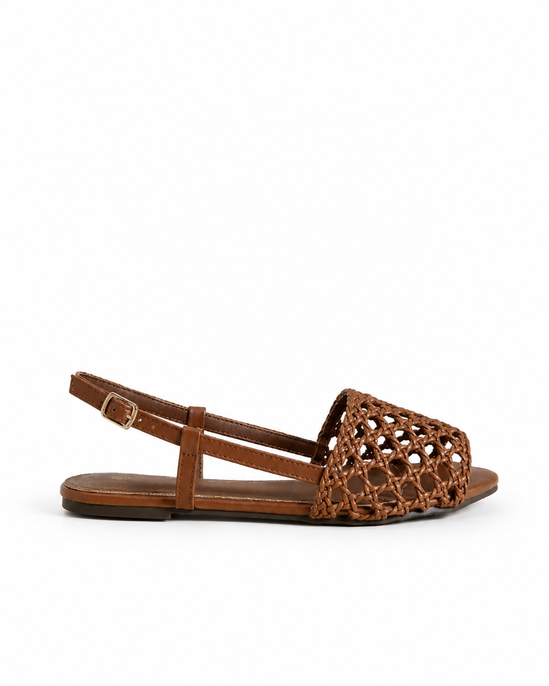 Women's Brown Woven Slingback Sandals Open Toe Flat Casual Summer Shoes