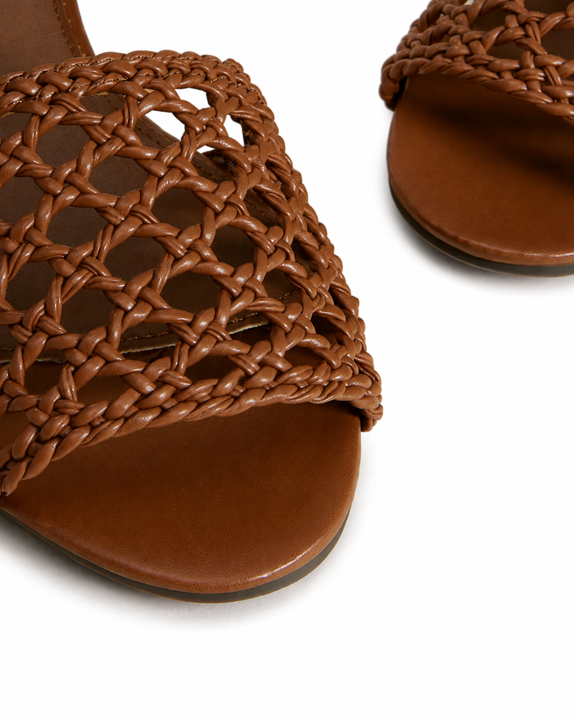 Women's Brown Woven Slingback Sandals Open Toe Flat Casual Summer Shoes