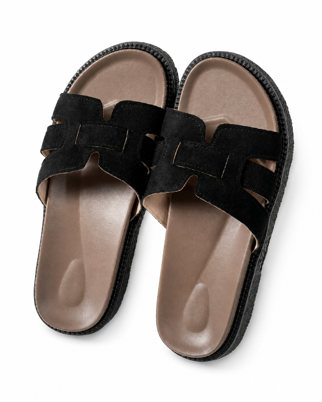 Women’s Black Casual Flat Slide Sandals with Wide Strap Casual & Vacations
