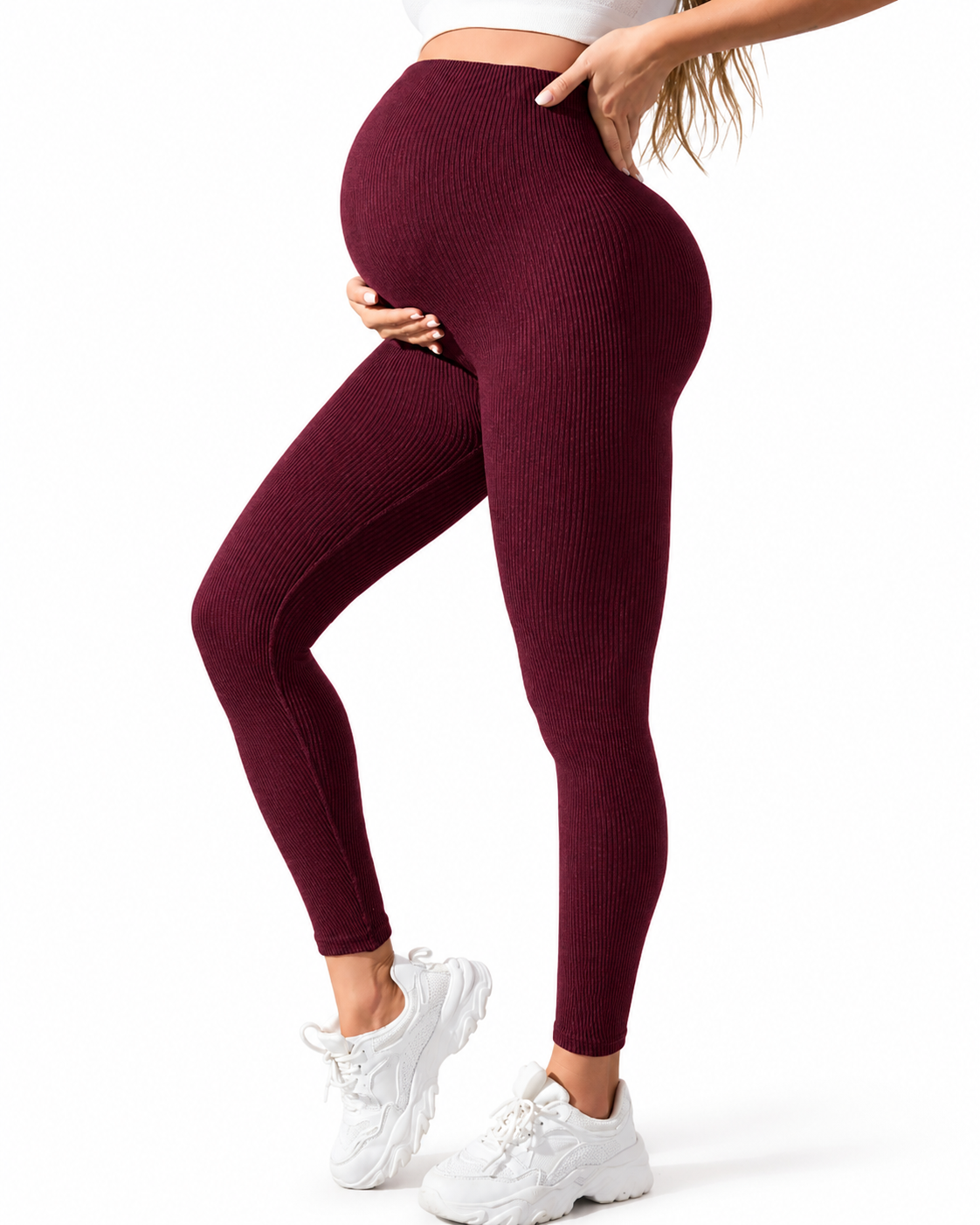 Women's Navy Blue Maternity Leggings with High Waist Stretch Design Comfortable Casual Wear