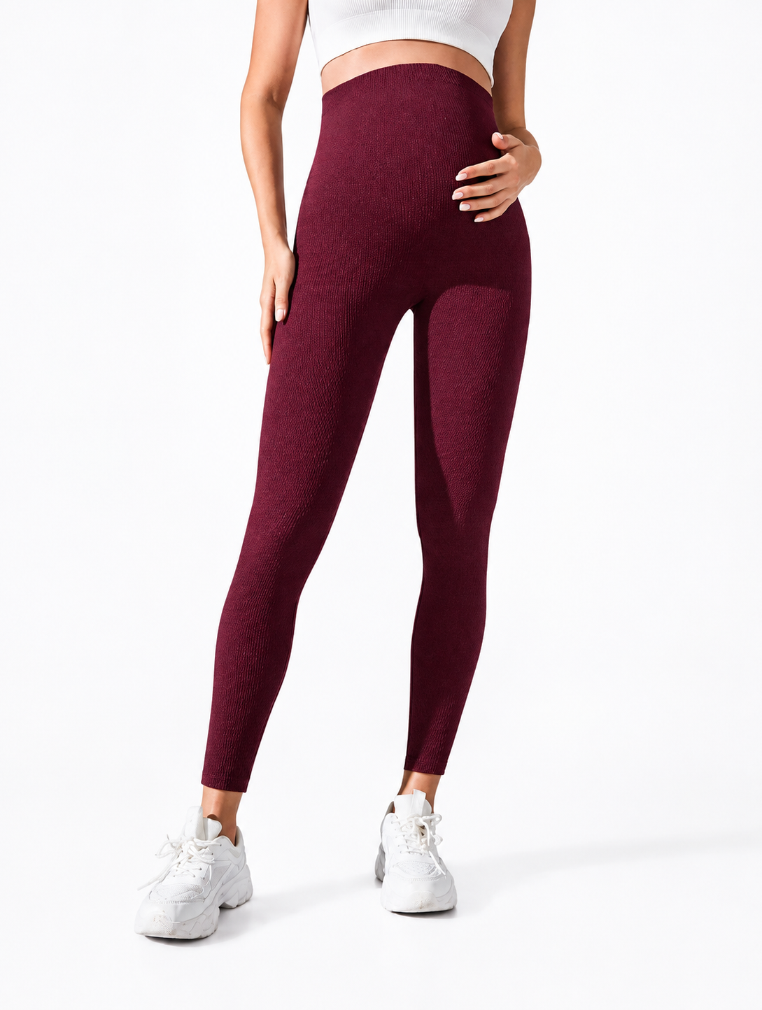 Women's Navy Blue Maternity Leggings with High Waist Stretch Design Comfortable Casual Wear