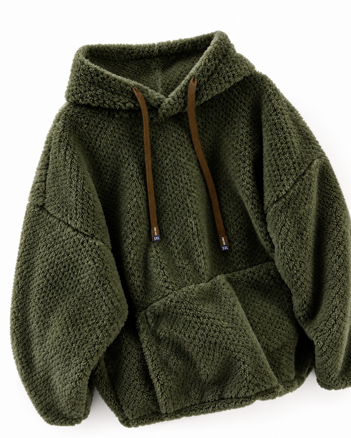 Women’s Brown Sherpa Fleece Pullover Hoodie With Drawstring Everyday Use