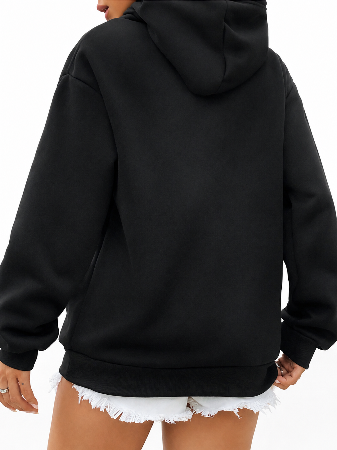 Women’s Winters Black Red White Oversized Pullover Hoodie With Drawstring Hood