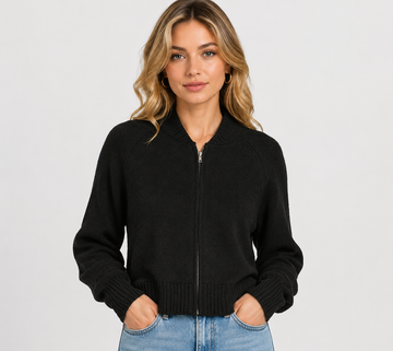 Women's Zip-Up Knit Cardigan Casual Long Sleeve Lightweight Sweater Jacket