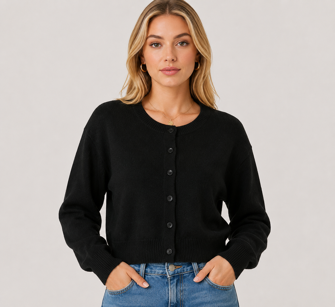 Women's Elegant Knitted Button Cardigan Jumper – Soft Long Sleeve Casual Knit Sweater