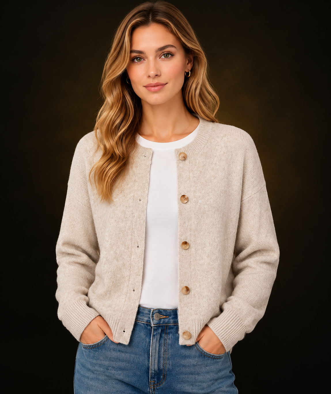Women's Button Front Knit Cardigan  Soft Long Sleeve Relaxed Fit Autumn Winter Sweater