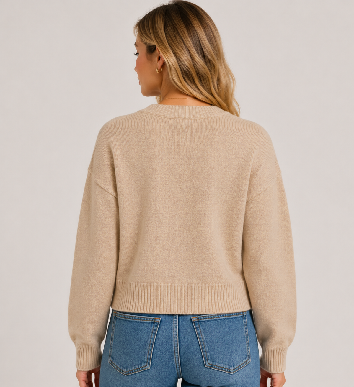Women's Vintage Cropped Knit Cardigan Round Neck Long Sleeve Button Front Soft Knit Sweater for Casual Everyday Wear
