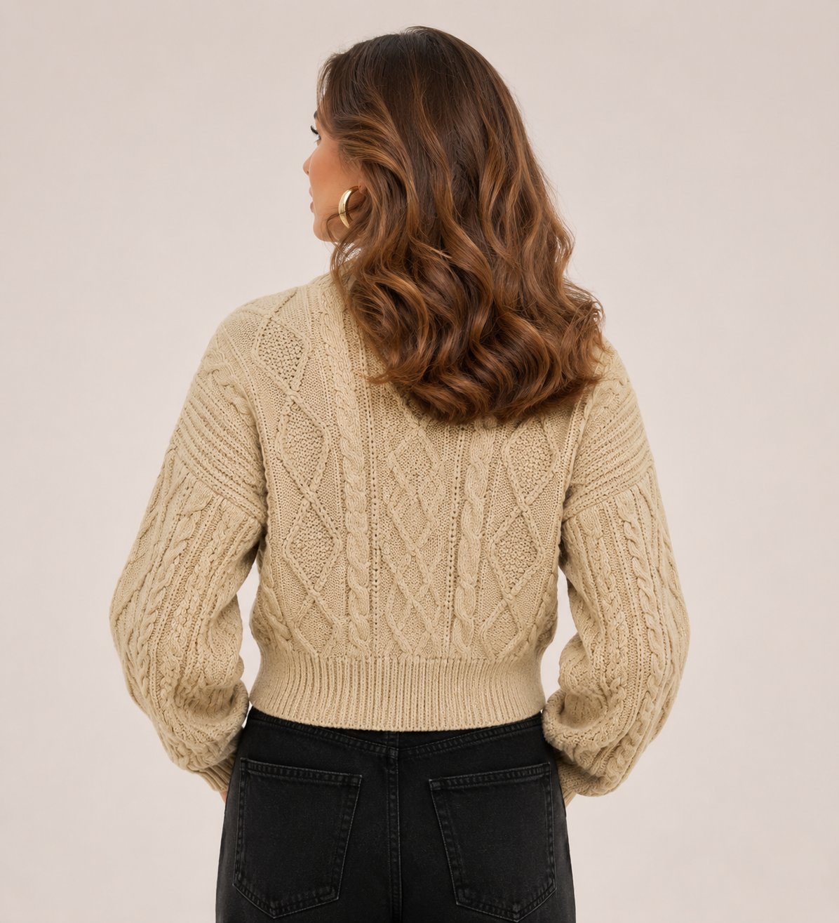 Women's Cable Knit Zip Up Cardigan Long Sleeve Ribbed Knit Sweater Jacket for Autumn & Winter