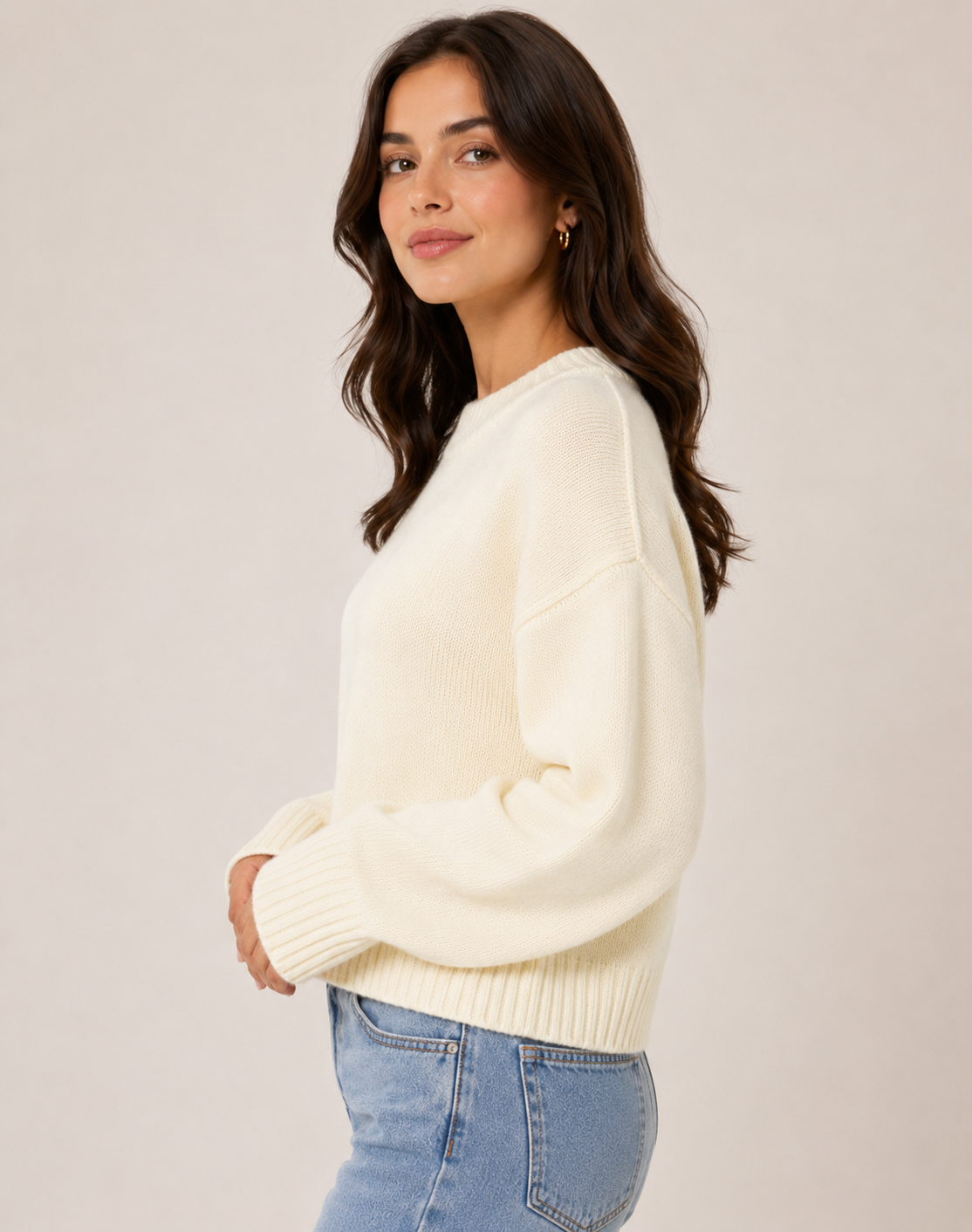 Women's Oversized Knit Sweater Casual Drop Shoulder Long Sleeve Pullover Jumper