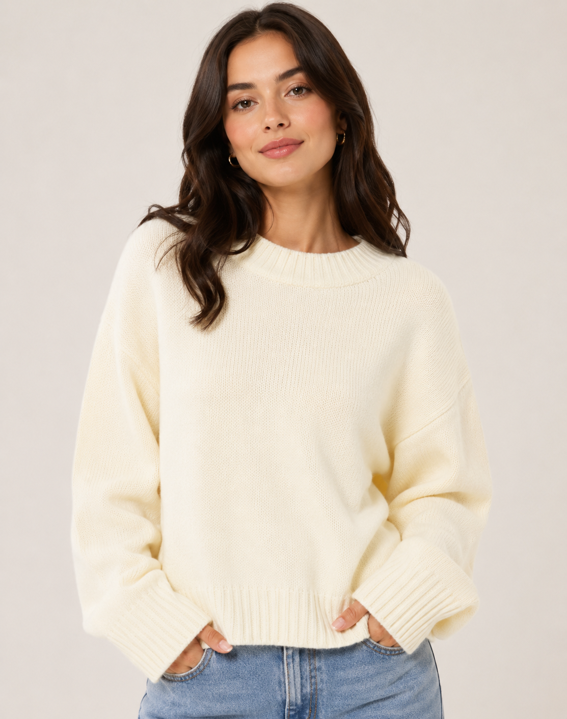 Women's Oversized Knit Sweater Casual Drop Shoulder Long Sleeve Pullover Jumper