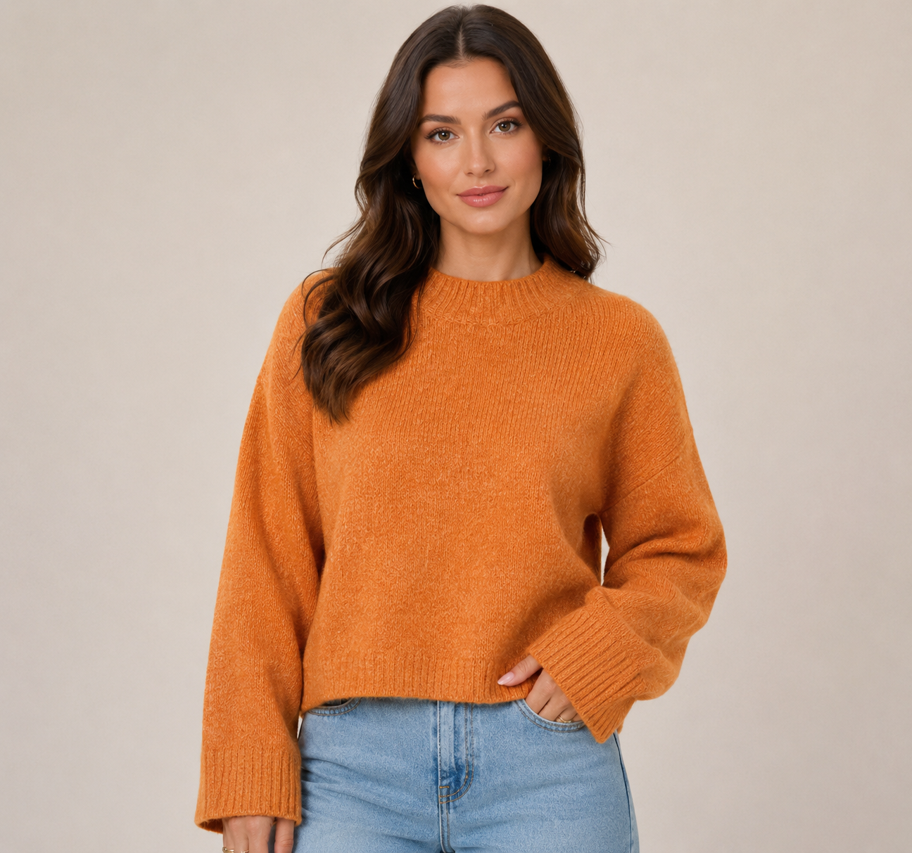 Women's Oversized Knit Sweater Casual Drop Shoulder Long Sleeve Pullover Jumper