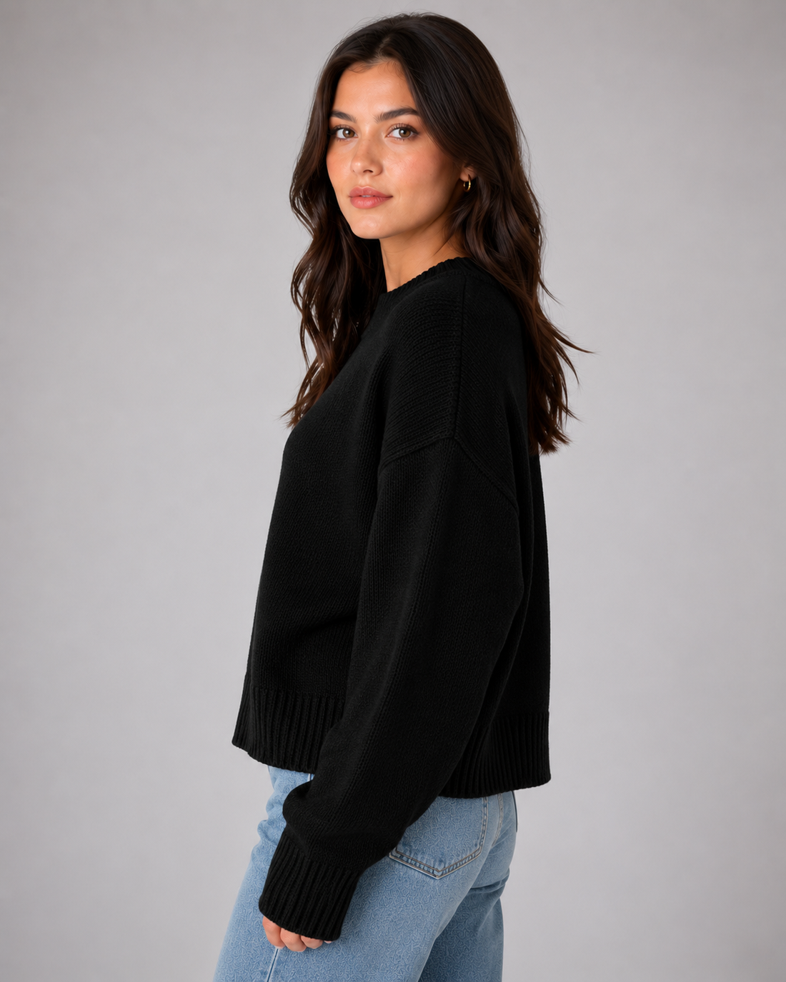 Women's Oversized Knit Sweater Casual Drop Shoulder Long Sleeve Pullover Jumper