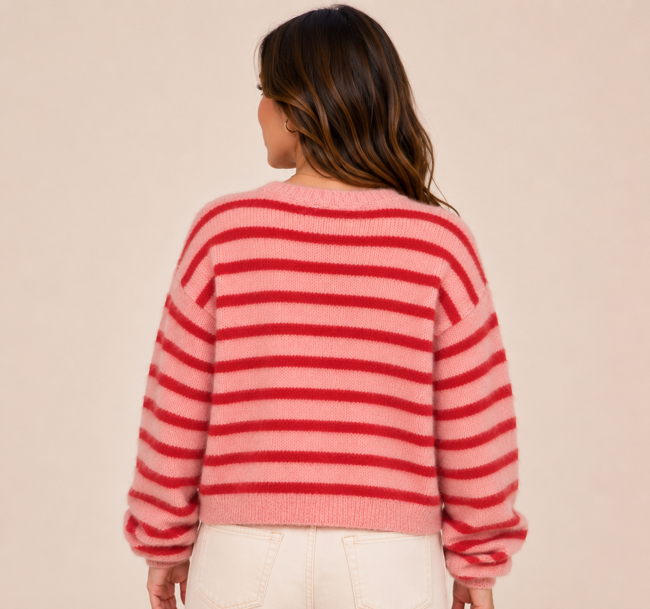 Women's Vintage Striped Knit Cardigan Soft Long Sleeve for Autumn, Winter & Everyday Layering