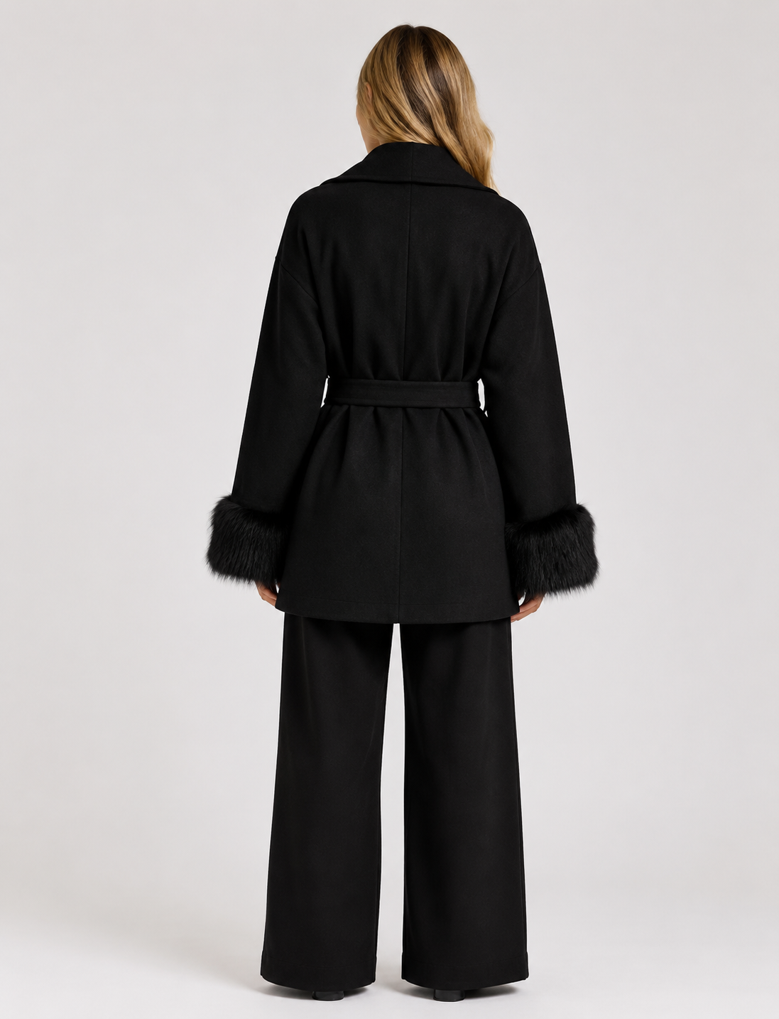 Women's Oversized Double Breasted Teddy Coat Warm Faux Sherpa Long Winter Overcoat with Lapel Collar