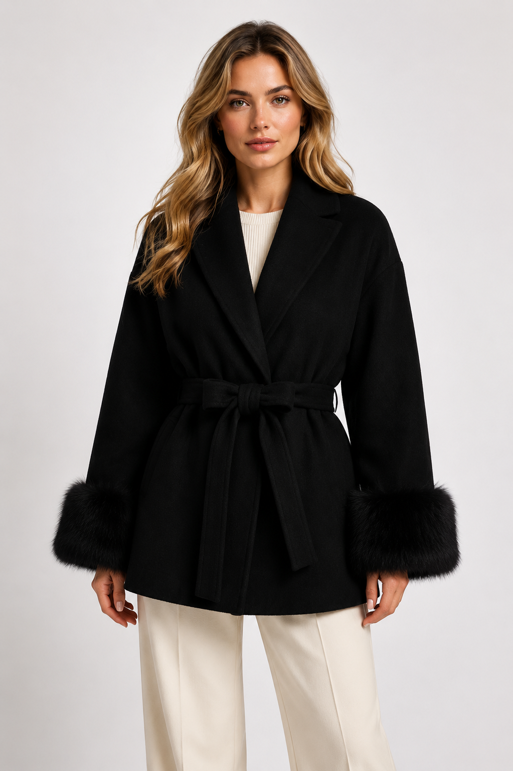 Women's Oversized Double Breasted Teddy Coat Warm Faux Sherpa Long Winter Overcoat with Lapel Collar