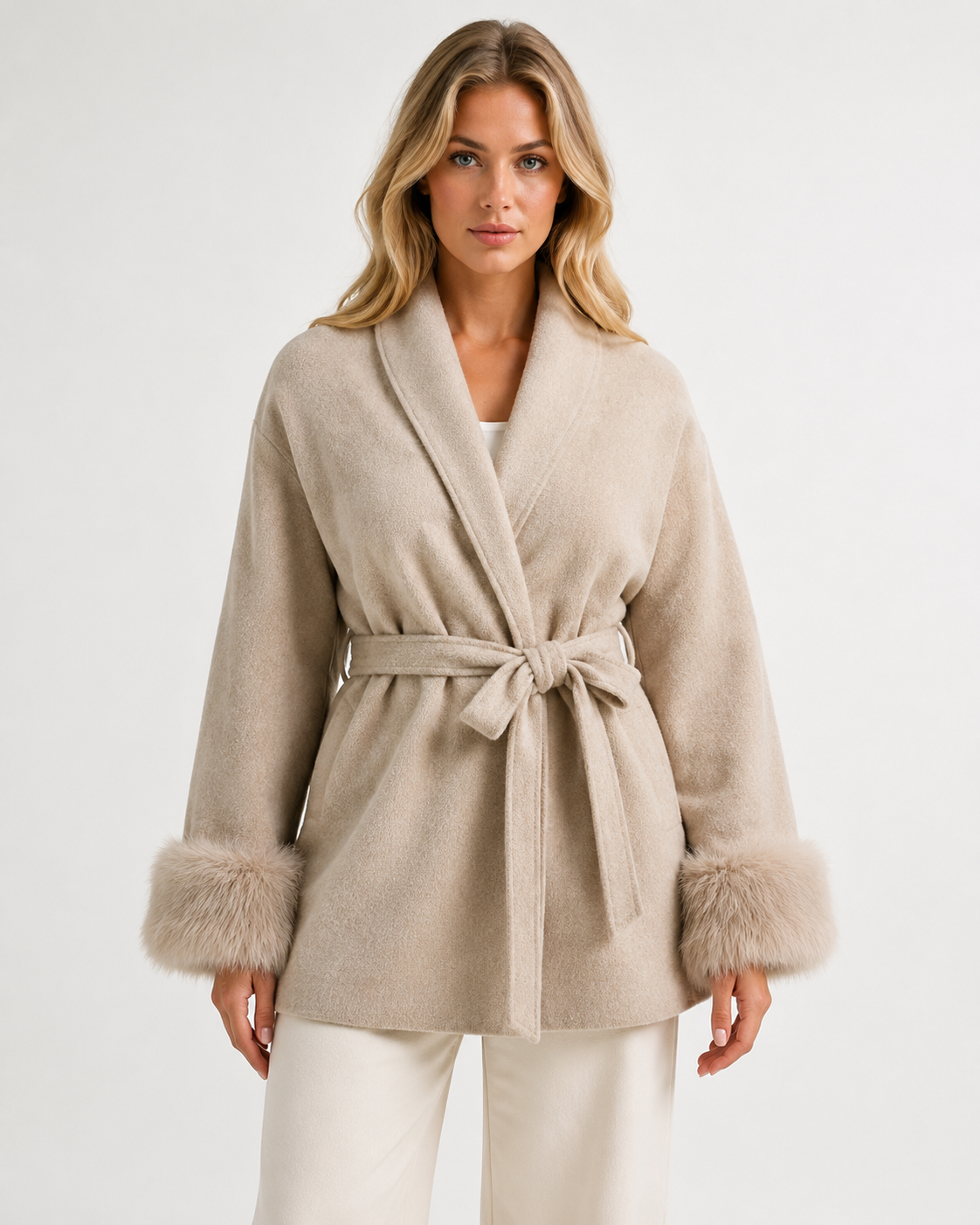 Women's Oversized Double Breasted Teddy Coat Warm Faux Sherpa Long Winter Overcoat with Lapel Collar