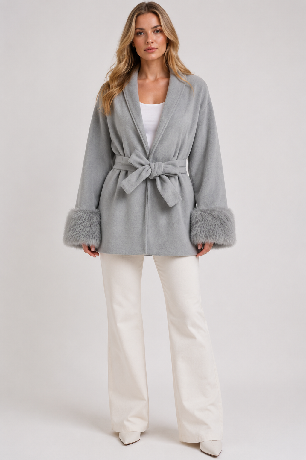 Women's Oversized Double Breasted Teddy Coat Warm Faux Sherpa Long Winter Overcoat with Lapel Collar