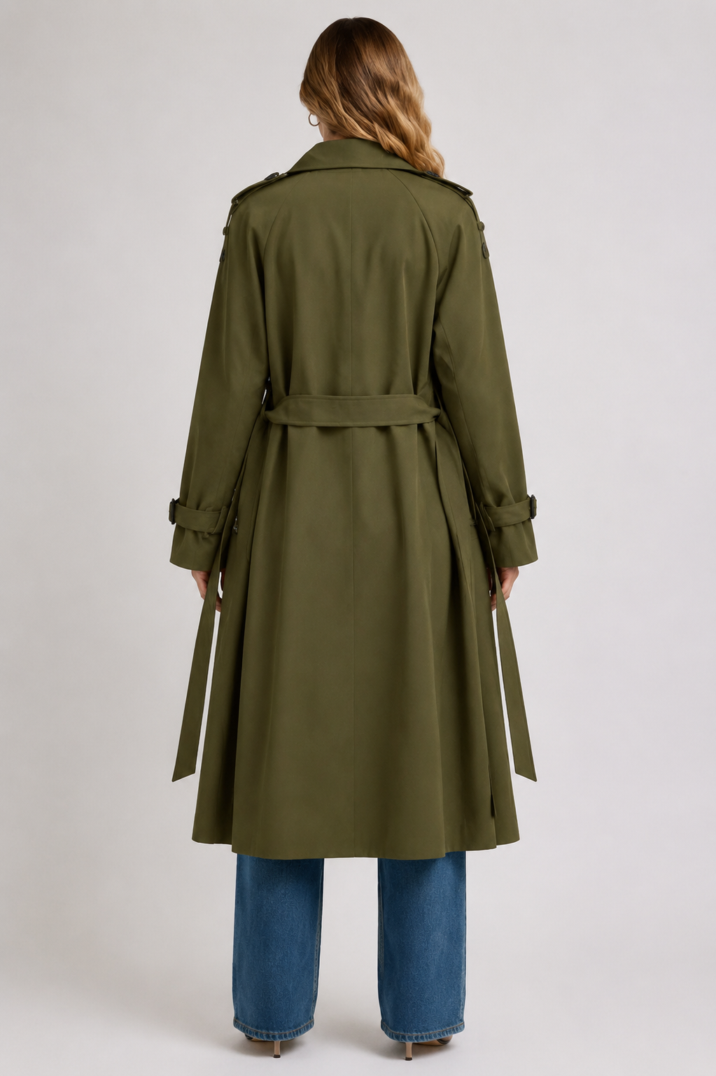Women's Thermal Lined Belted Trench Coat Warm Long Winter Overcoat with Lapel Collar