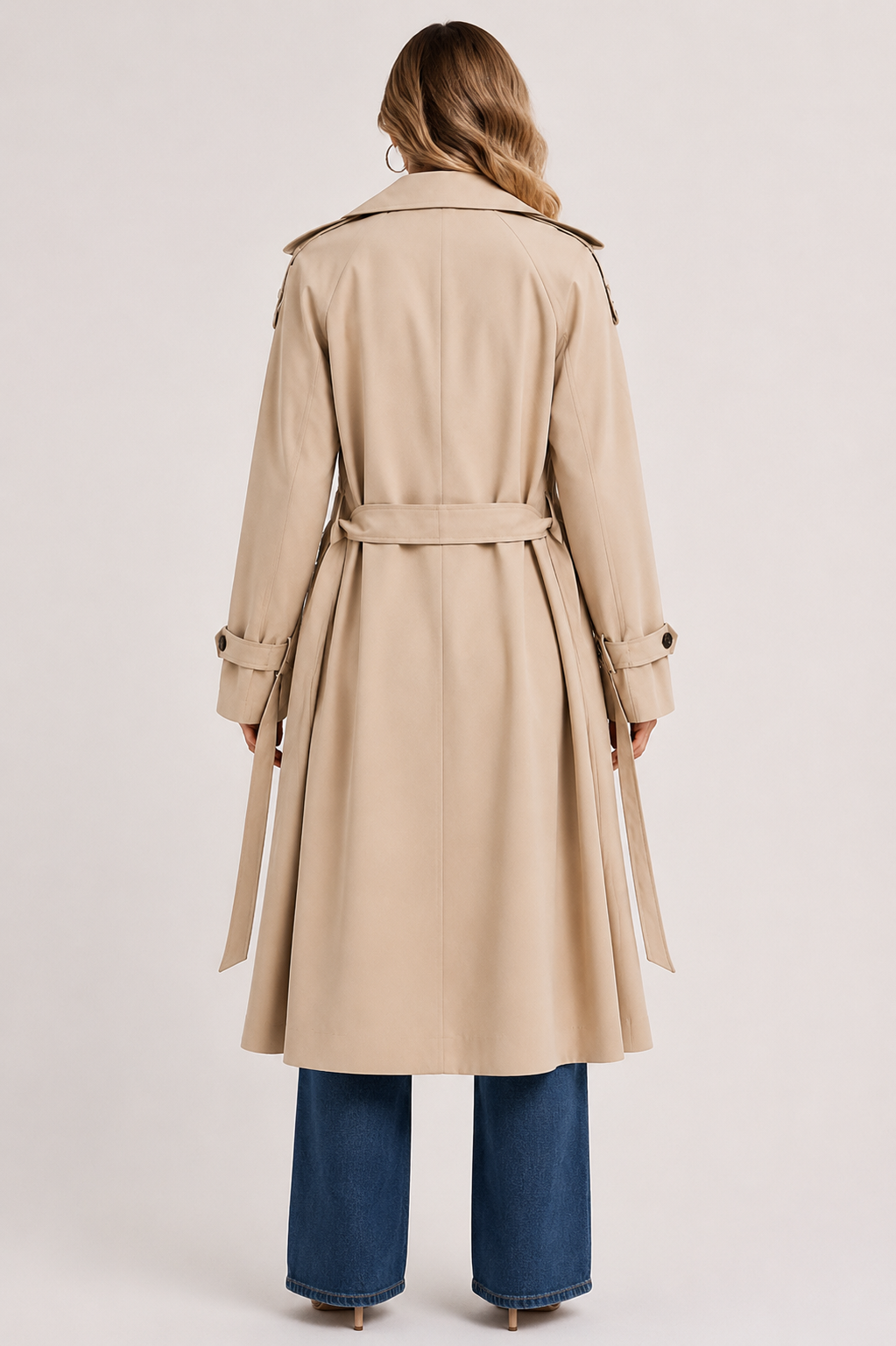 Women's Thermal Lined Belted Trench Coat Warm Long Winter Overcoat with Lapel Collar