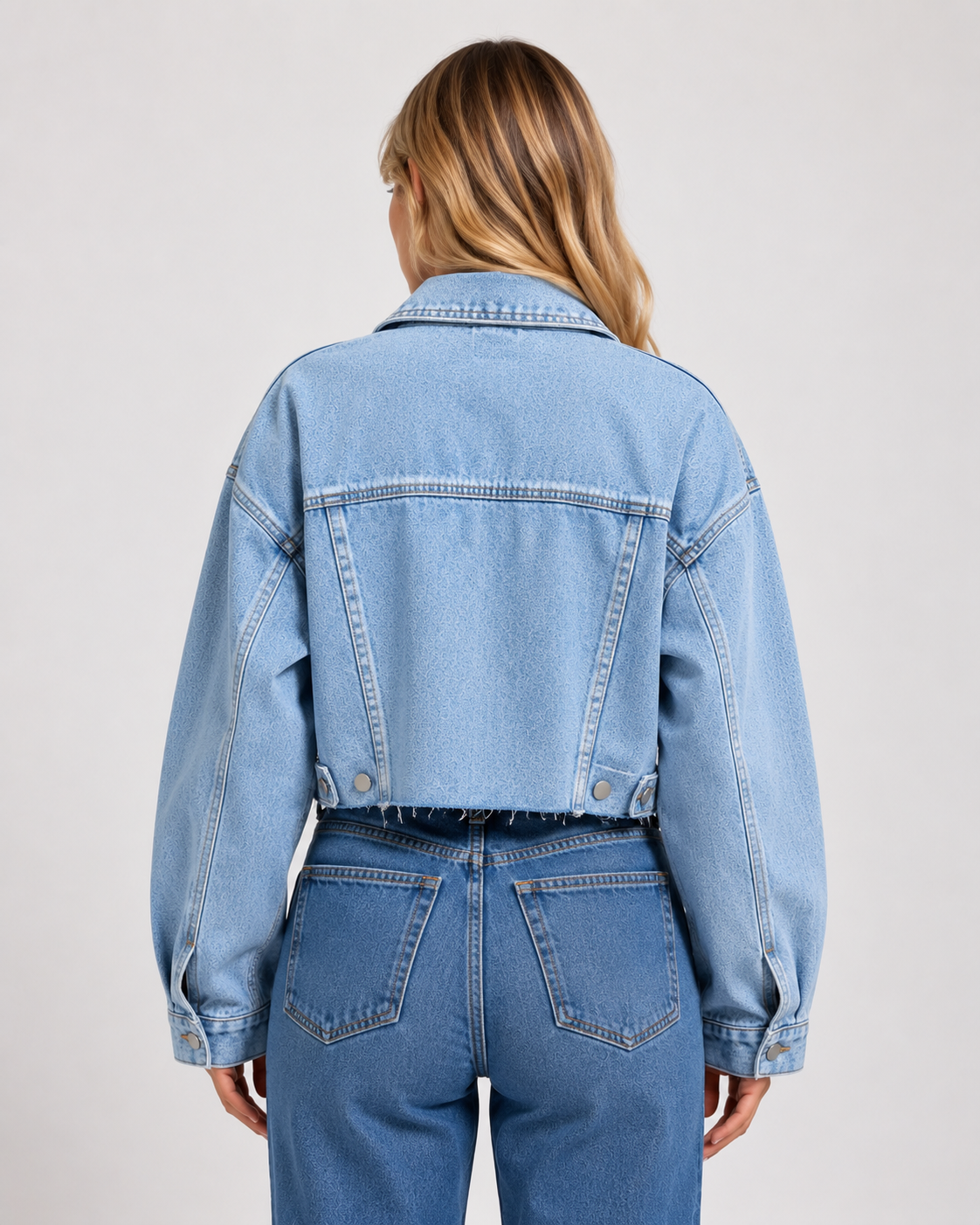 Women's Oversized Frayed Denim Jacket  Button Up Distressed Blue Jean Jacket with Pockets