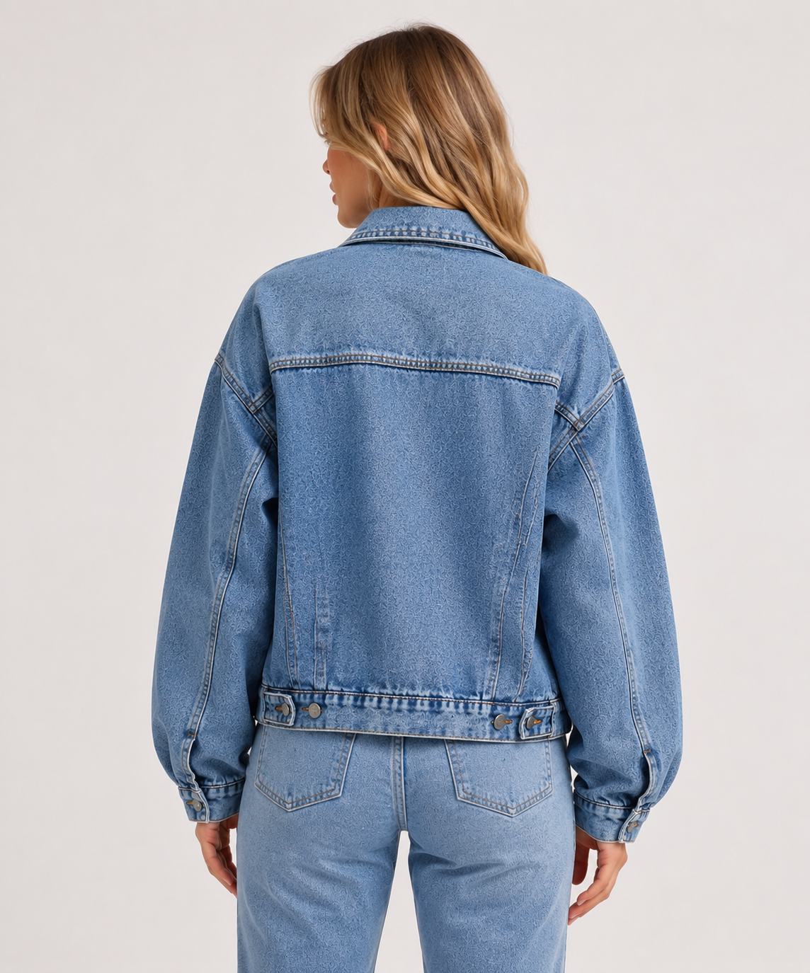 Women's Oversized Lantern Sleeve Denim Jacket Casual Button Up Vintage Washed Blue Jean Jacket