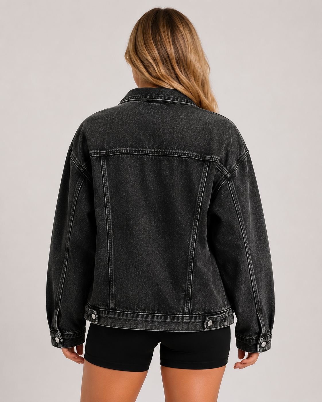 Women's Oversized Loose Fit Denim Jacket Casual Button Up Long Sleeve Denim Coat with Front Pockets