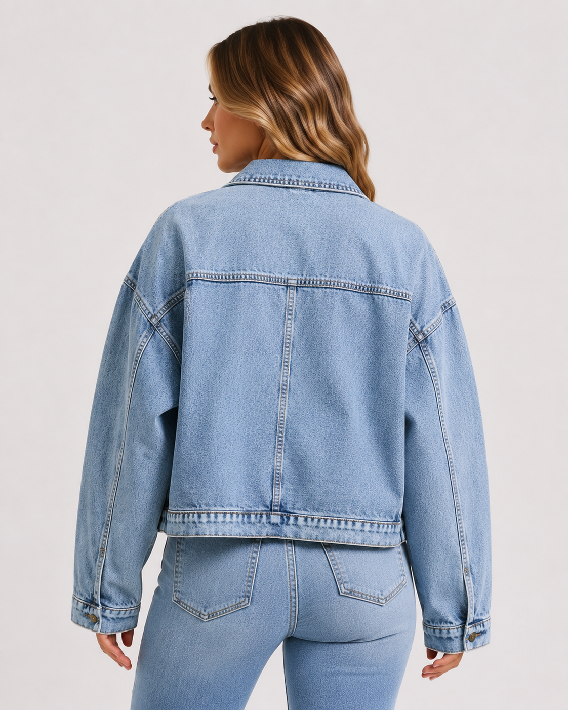 Women's Oversized Light Wash Denim Jacket Casual ButtonUp Long Sleeve Jean Jacket with Dual Flap Pockets