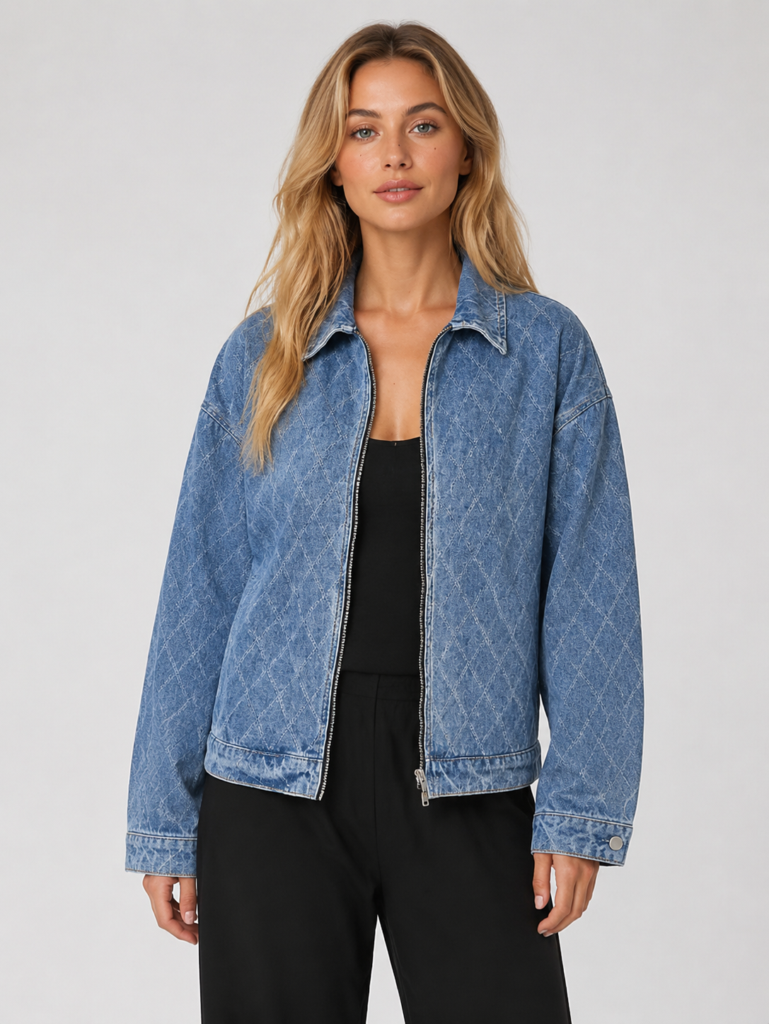 Women's Oversized Leopard Print Denim Jacket Casual Button Up Long Sleeve Shacket Coat