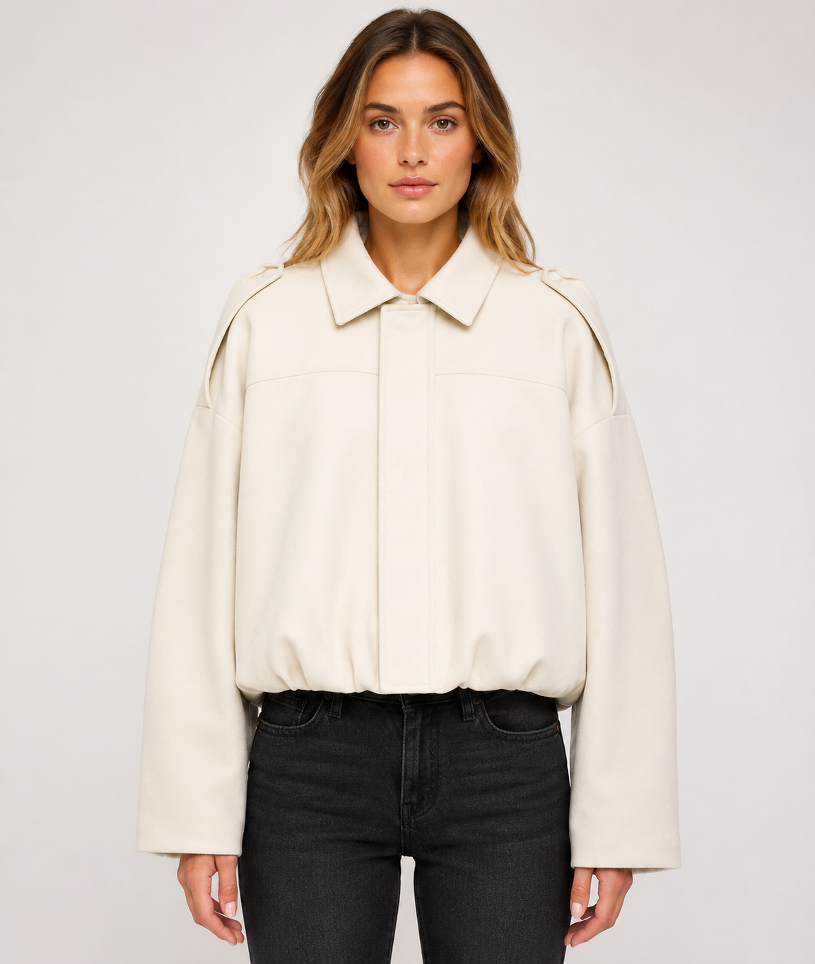 Women's Vintage Suede Texture Jacket Casual Button Up Long Sleeve Lightweight Coat
