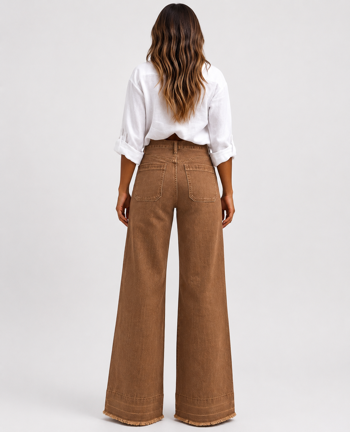 Bow Detail Wide Leg Jeans Women's Casual Loose Fit Denim Pants