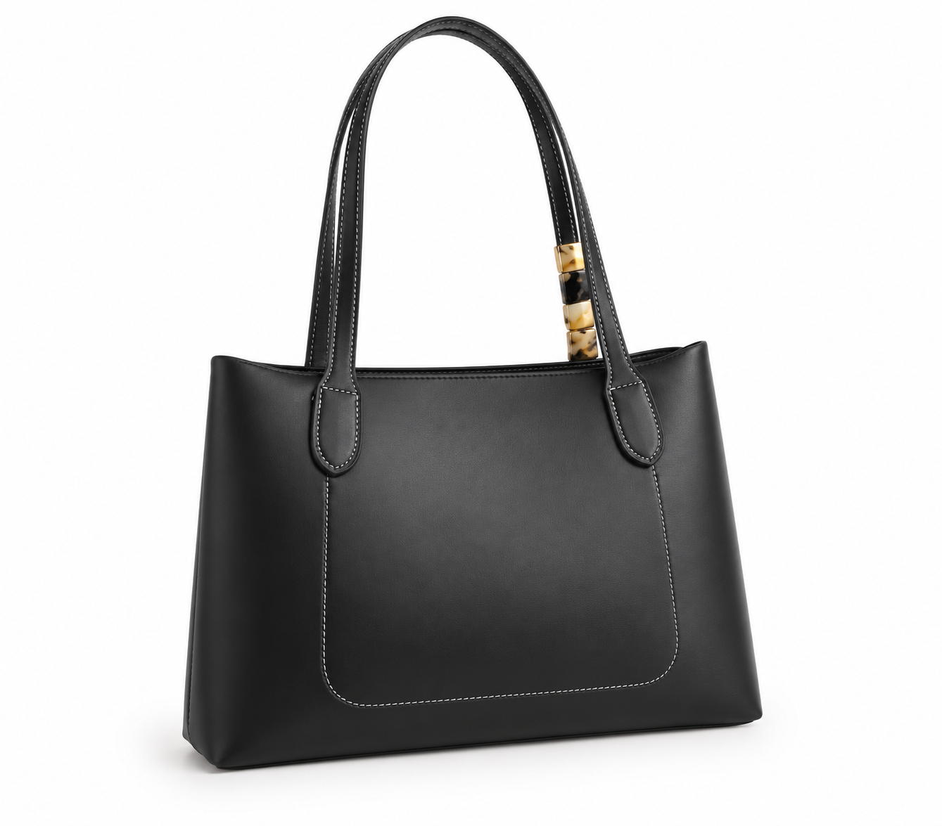 Multicolor Color Block PU Leather Tote Bag with Scarf Large Shoulder Handbag for Women Office Work Everyday Carry