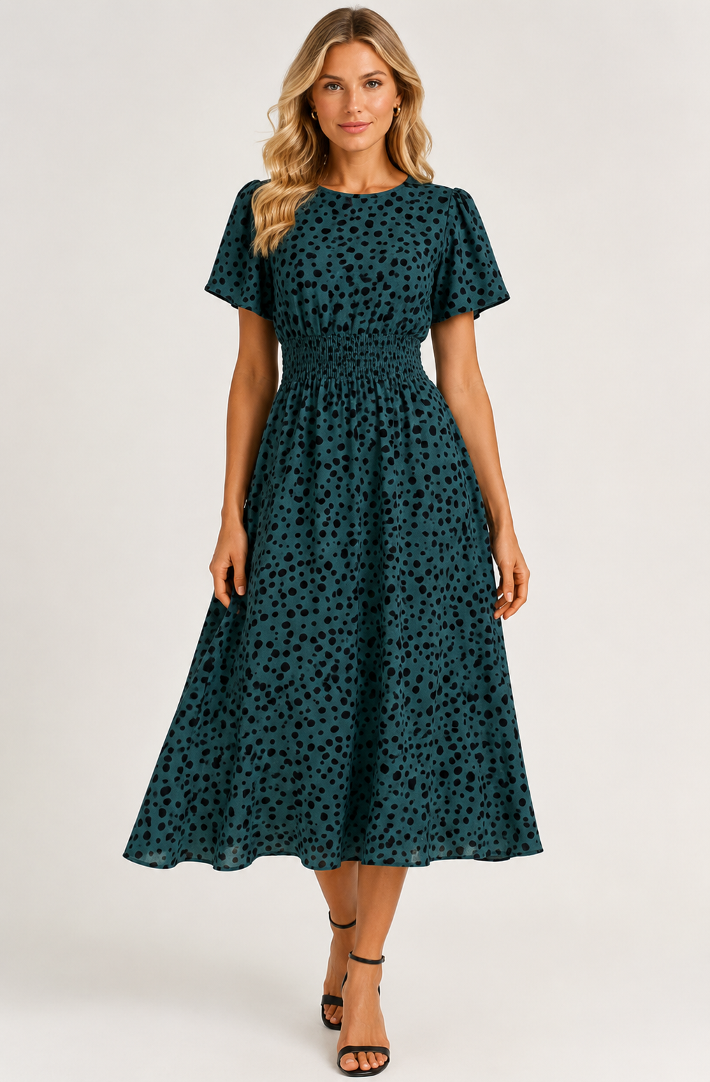 Women's Floral Print Maxi Dress – Elegant Short Sleeve Round Neck Tie Waist Summer Holiday Dress