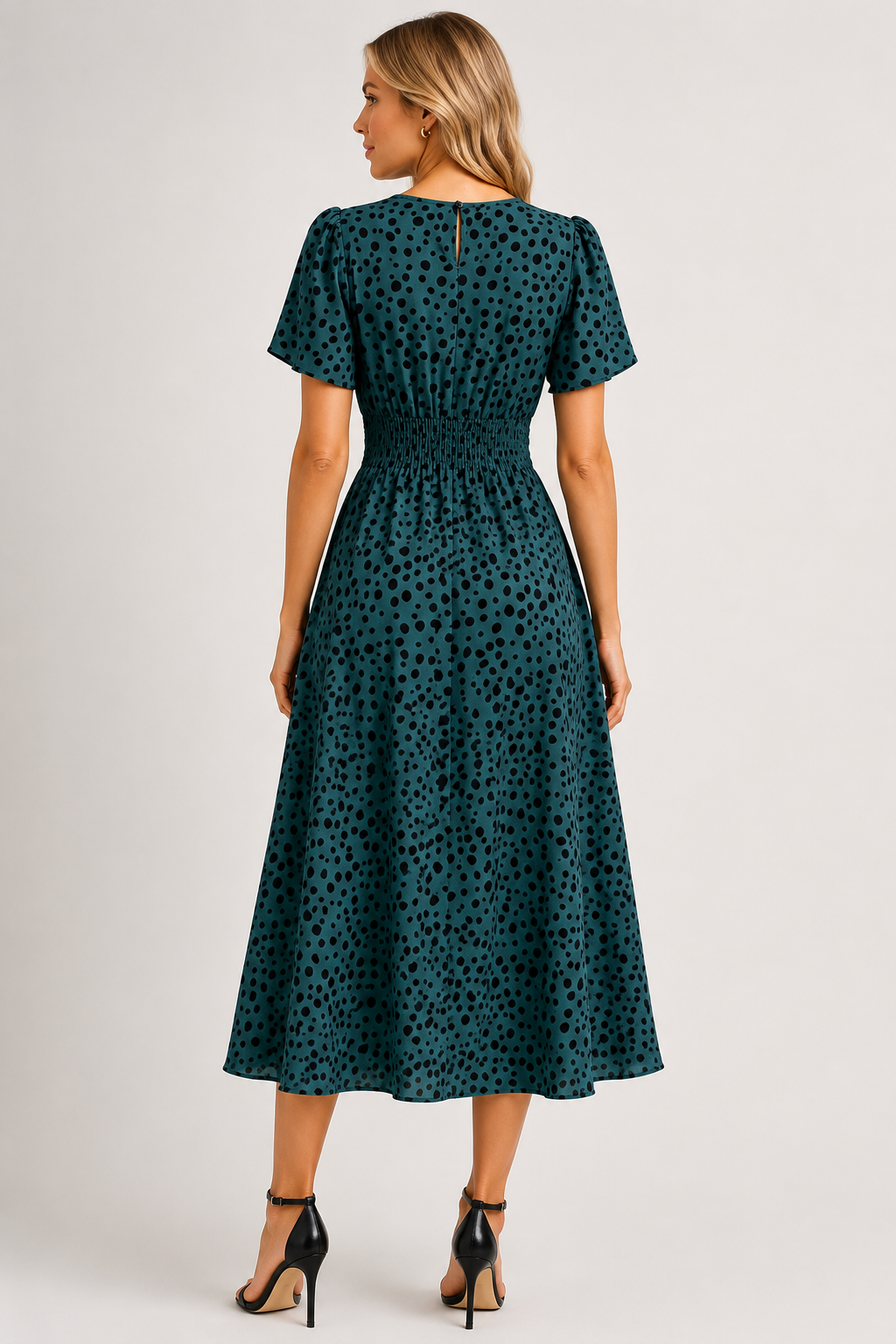 Women's Floral Print Maxi Dress – Elegant Short Sleeve Round Neck Tie Waist Summer Holiday Dress