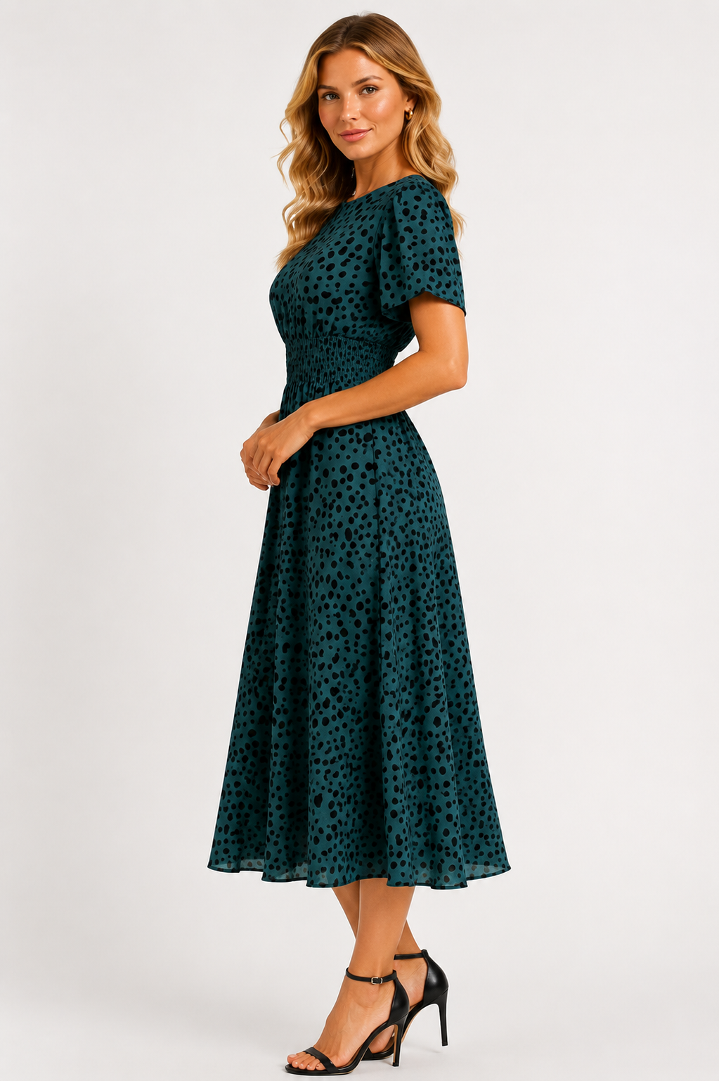 Women's Floral Print Maxi Dress – Elegant Short Sleeve Round Neck Tie Waist Summer Holiday Dress
