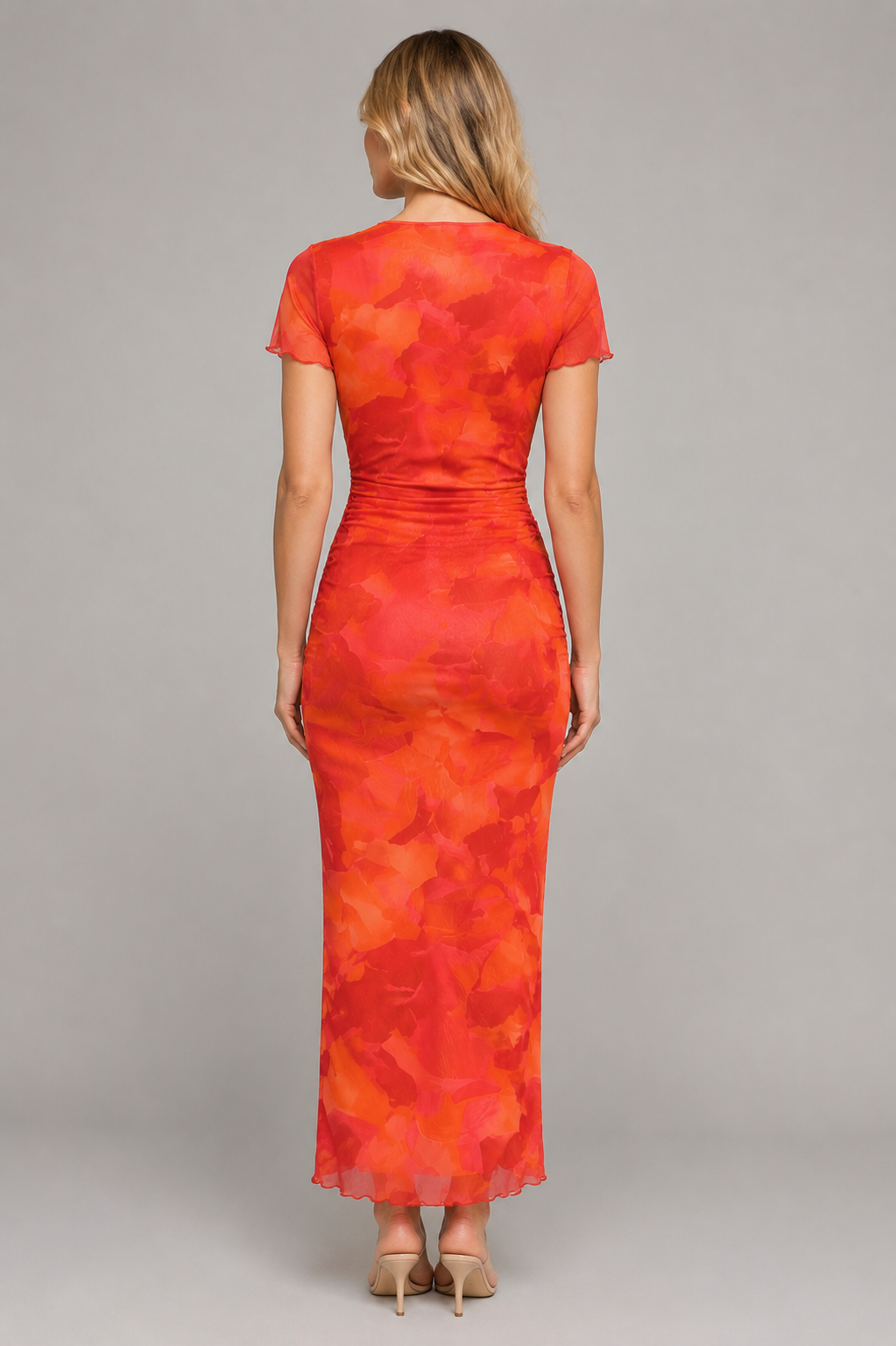 Women's Floral Print Bodycon Midi Dress – Round Neck Short Sleeve Elegant Summer Casual Dress