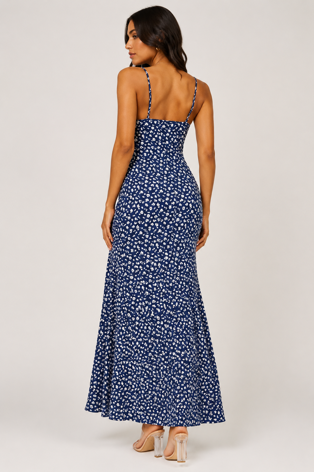 Women's V neckline Elegant Floral Lace Patchwork Open Back Maxi Dress Holidays