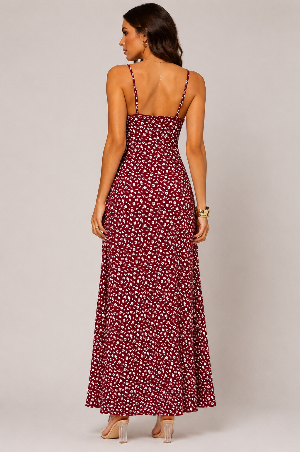 Women's V neckline Elegant Floral Lace Patchwork Open Back Maxi Dress Holidays
