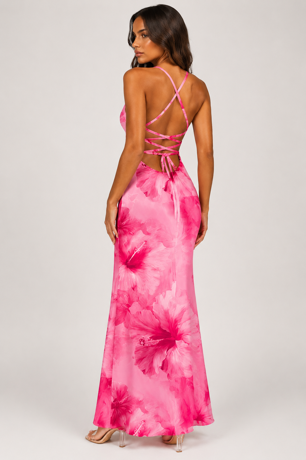 Womens Halter Wedding Floral Print Backless Dress Holidays & Weddings