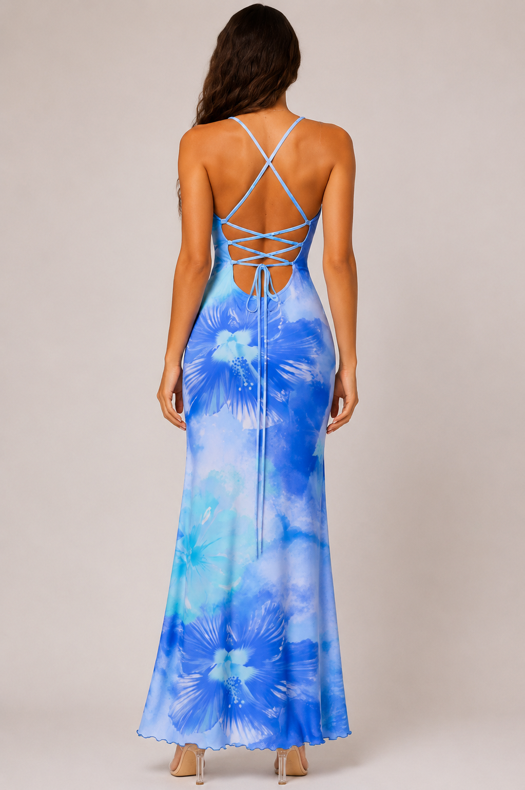 Womens Halter Wedding Floral Print Backless Dress Holidays & Weddings